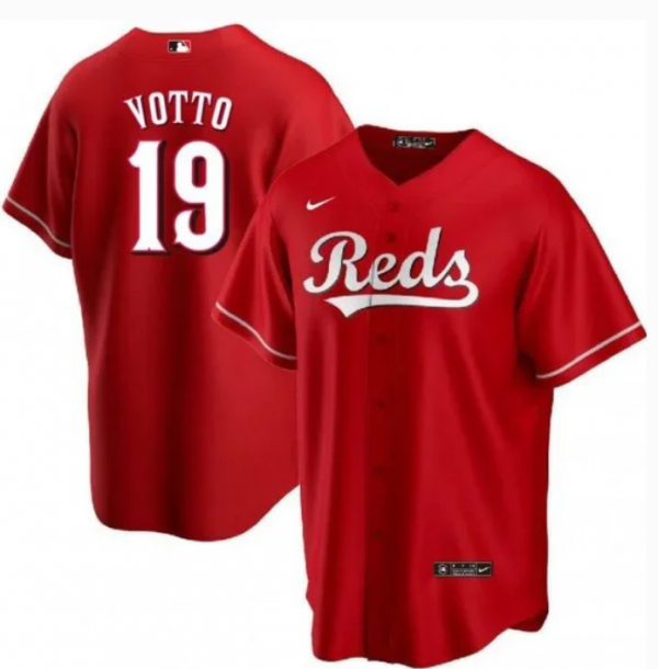 Men Cincinnati Reds #19 Joey Votto Red Cool Base Stitched Baseball Jersey