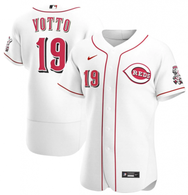 Men Cincinnati Reds #19 Joey Votto White Flex Base Stitched Jersey
