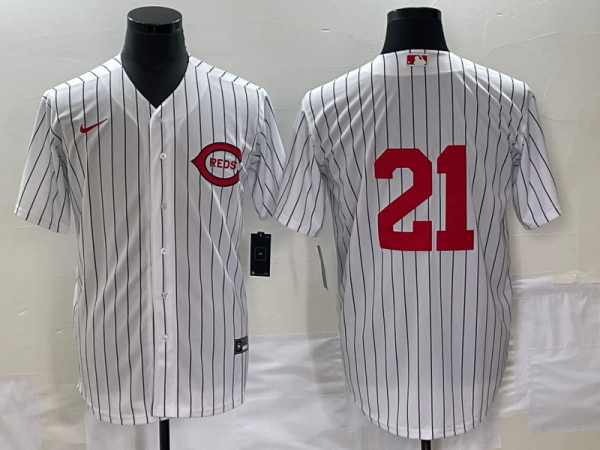 Men Cincinnati Reds #21 Hunter Greene White Field of Dreams Stitched Baseball Jersey