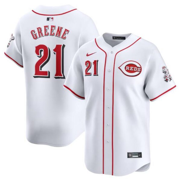 Men Cincinnati Reds #21 Hunter Greene White Home Limited Stitched Baseball Jersey