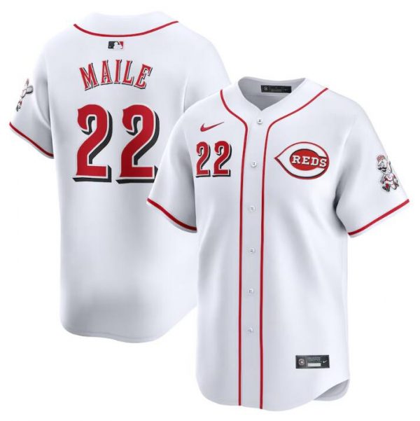 Men Cincinnati Reds #22 Luke Maile White Home Limited Stitched Baseball Jersey