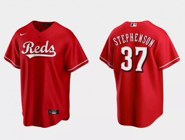 Men Cincinnati Reds #37 Tyler Stephenson Red Cool Base Stitched Baseball Jersey