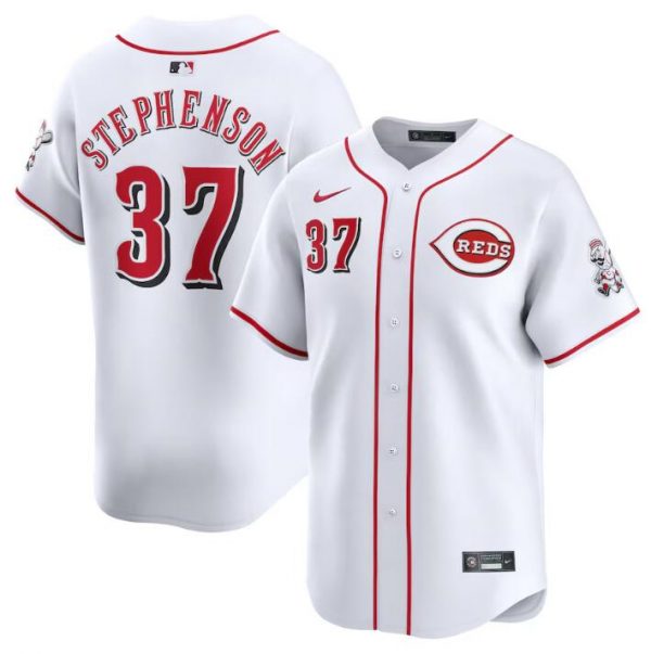 Men Cincinnati Reds #37 Tyler Stephenson White Home Limited Stitched Baseball Jersey
