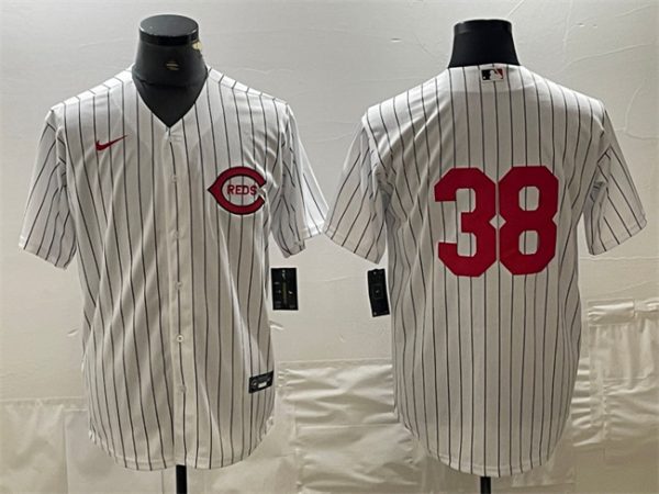 Men Cincinnati Reds #38 Jose Barrero White Field of Dreams Stitched Baseball Jersey