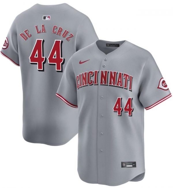 Men Cincinnati Reds #44 Elly De La Cruz Grey Away Limited Stitched Baseball Jersey