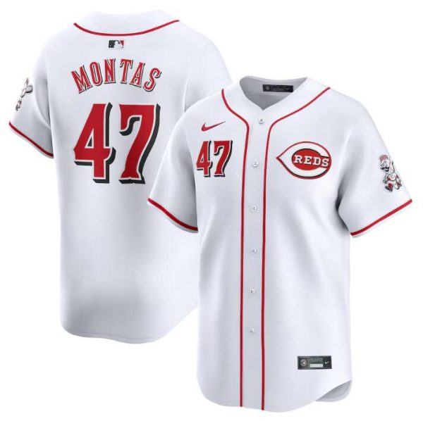 Men Cincinnati Reds #47 Frankie Montas White Home Limited Stitched Baseball Jersey