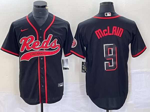 Men Cincinnati Reds #9 Matt McLain Black Cool Base Stitched Baseball Jersey