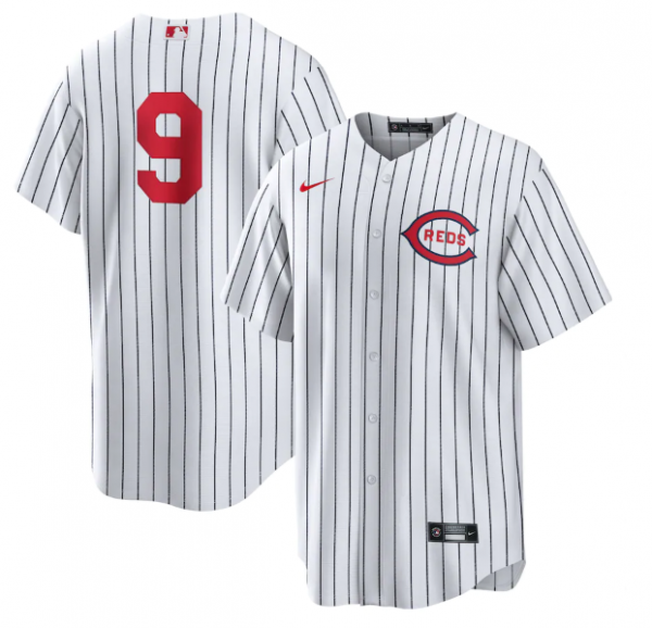 Men Cincinnati Reds #9 Mike Moustakas 2022 White Field of Dreams Stitched Baseball Jersey