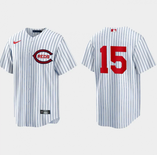 Men Cincinnati Reds White #15 Nick Senzel Field of Dreams Cool Base Stitched Baseball Jersey