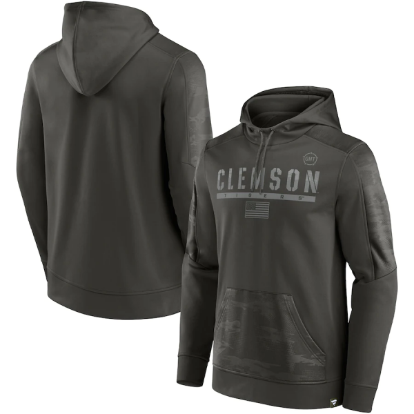 Men Clemson Tigers Olive OHT Military Appreciation Guardian Pullover Hoodie
