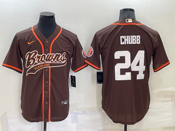 Men Cleveland Browns #24 Nick Chubb Brown Stitched Jersey