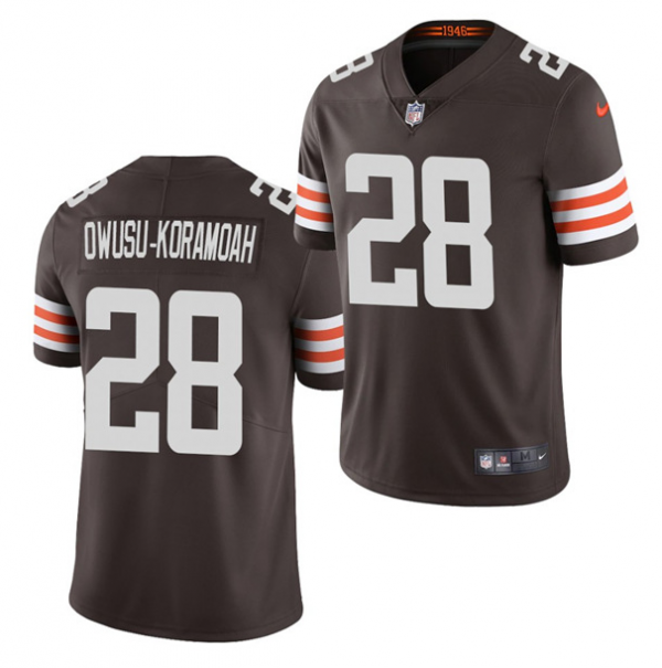 Men Cleveland Browns #28 Jeremiah Owusu-Koramoah Brown Vapor Untouchable Limited Stitched Jersey