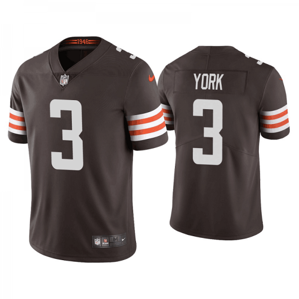 Men Cleveland Browns #3 Cade York Brown Vapor Untouchable Limited Stitched Jersey