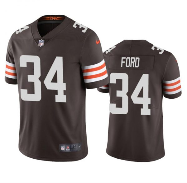 Men Cleveland Browns #34 Jerome Ford Brown Vapor Stitched Game Jersey