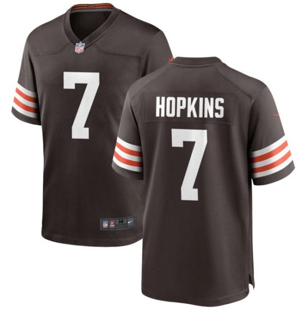 Men Cleveland Browns #7 Dustin Hopkins Brown Stitched Game Football Jersey