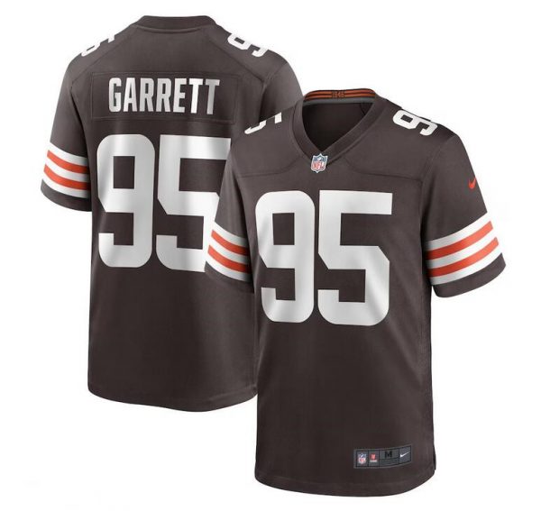 Men Cleveland Browns #95 Myles Garrett Brown Stitched Game Jersey