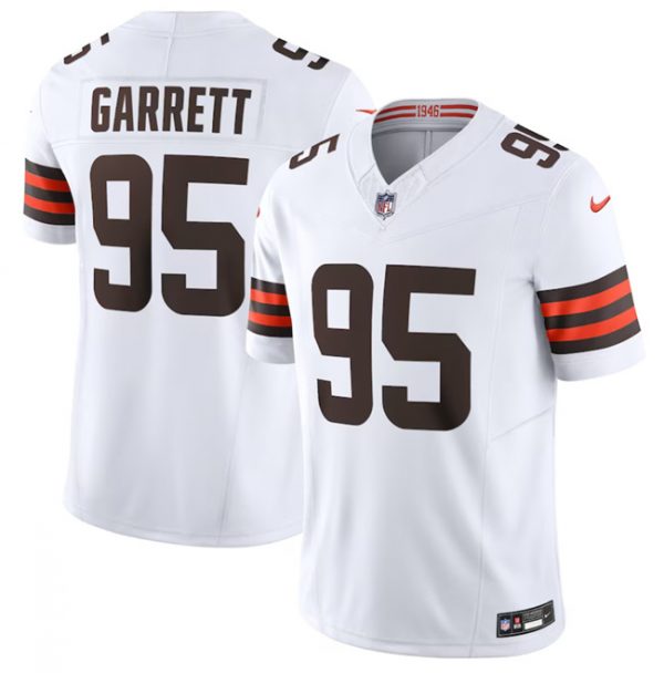 Men Cleveland Browns #95 Myles Garrett White 2023 F.U.S.E. Vapor Untouchable Limited Stitched Jersey