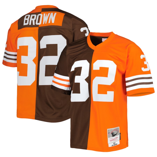 Men Cleveland Browns ACTIVE PLAYER Brown and Orange SplitStitched Jersey