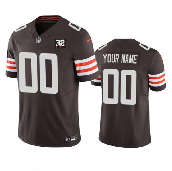 Cleveland Browns ACTIVE PLAYER Custom Brown 2023 F.U.S.E. With Jim Brown Memorial Patch Vapor Untouchable Limited Stitched Jersey