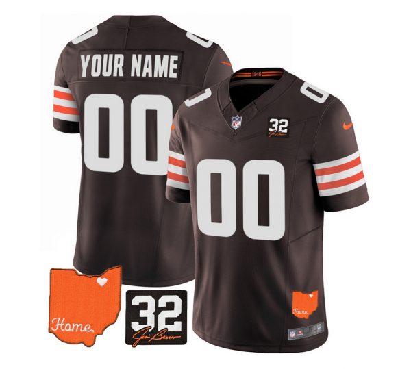 Cleveland Browns Active Player Custom Brown 2023 F.U.S.E. With Jim Brown Memorial Patch Vapor Untouchable Limited Stitched Jersey