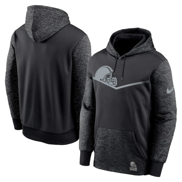 Men Cleveland Browns Black Reflective Therma Hoodie