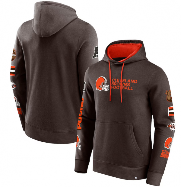 Men Cleveland Browns Brown Extra Innings Stitched Logo Pullover Hoodie