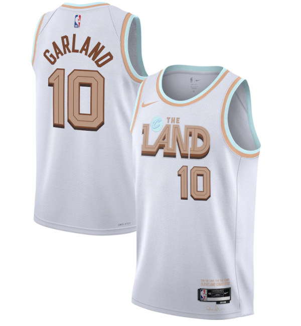 Men Cleveland Cavaliers #10 Darius Garland 2022/2023 White City Edition Stitched Basketball Jersey