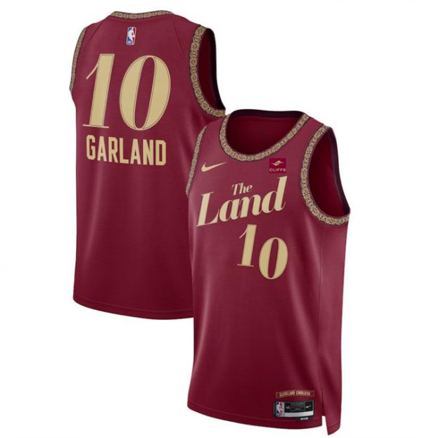 Men Cleveland Cavaliers #10 Darius Garland Wine 2023/24 City Edition Stitched Jersey
