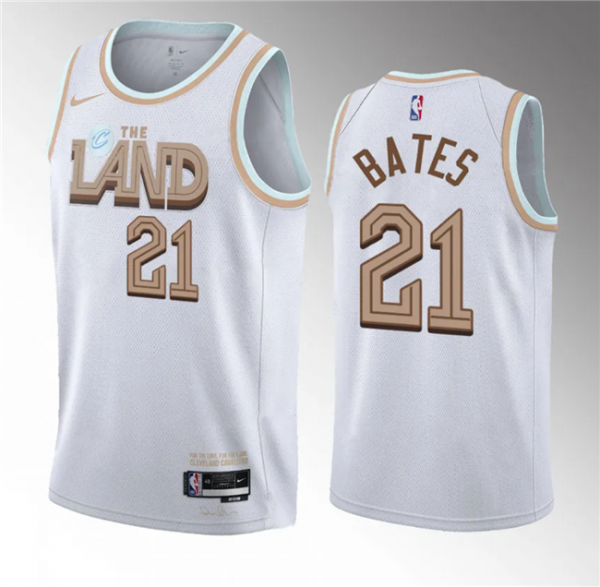 Men Cleveland Cavaliers #21 Emoni Bates White 2023 Draft City Edition Stitched Jersey
