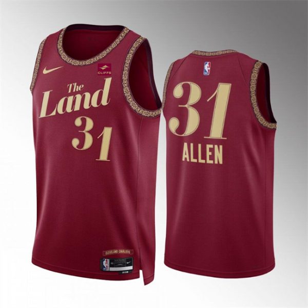 Men Cleveland Cavaliers #31 Jarrett Allen Wine 2023/24 City Edition Stitched Jersey