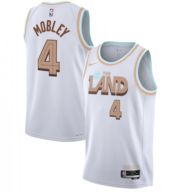 Men Cleveland Cavaliers #4 Evan Mobley 2022/2023 White City Edition Stitched Basketball Jersey