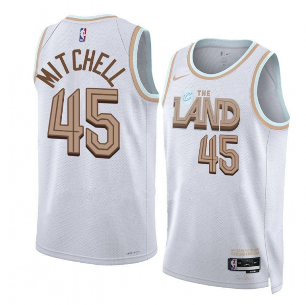 Men Cleveland Cavaliers #45 Donovan Mitchell White 2022/23 City Edition Stitched Jersey