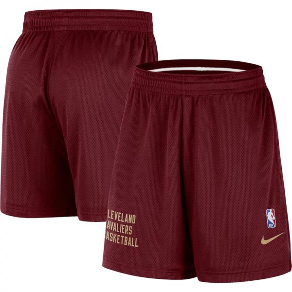 Men Cleveland Cavaliers Wine Warm Up Performance Practice Shorts(Run Small)
