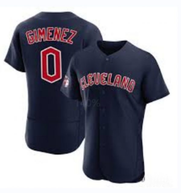 Men Cleveland Guardians #0 Gimenez Navy Flex Base Stitched Jersey