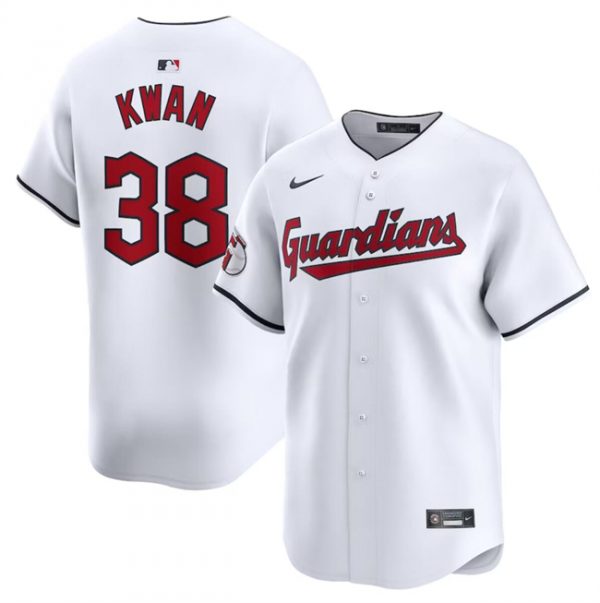 Men Cleveland Guardians #38 Steven Kwan White Home Limited Stitched Baseball Jersey