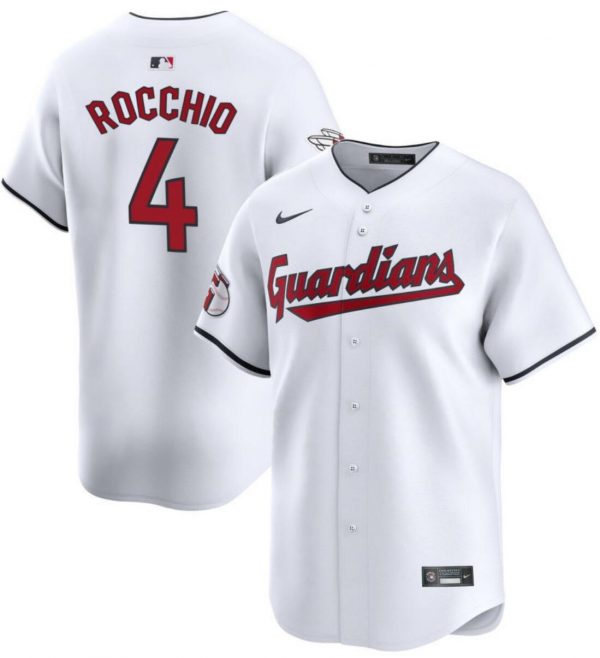 Men Cleveland Guardians #4 Brayan Rocchio White Cool Base Stitched Baseball Jersey