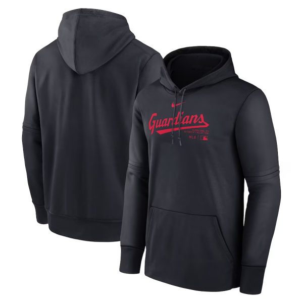 Men Cleveland Guardians Black Collection Practice Performance Pullover Hoodie