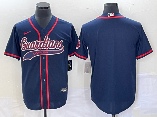 Men Cleveland Guardians Blank Navy Cool Base Stitched Jersey