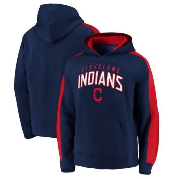 Men Cleveland Guardians Navy Game Time Arch Pullover Hoodie