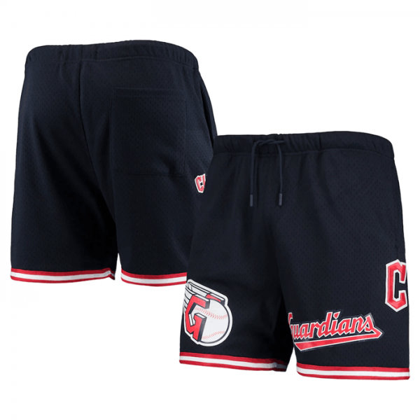 Men Cleveland Guardians Navy Team Logo Mesh Shorts Men Cleveland Guardians Navy Team Logo Mesh Shorts