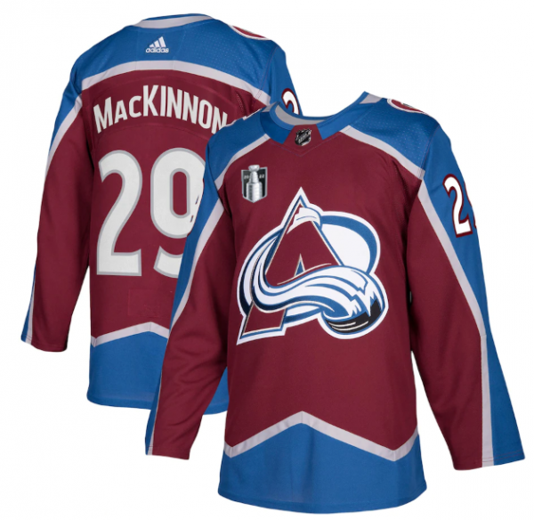 Men Colorado Avalanche #29 Nathan MacKinnon 2022 Burgundy Stanley Cup Final Patch Stitched Jersey