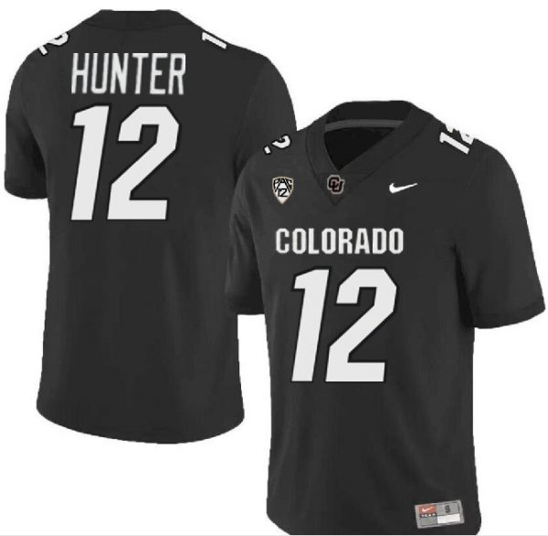Men Colorado Buffaloes #12 Travis Hunter Black With PAC-12 Patch Stitched Football Jersey