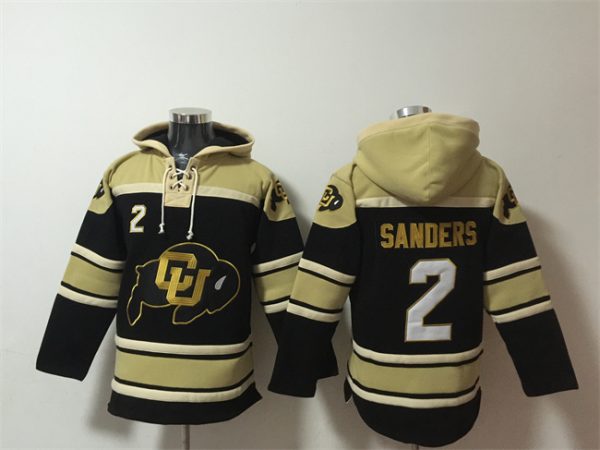 Men Colorado Buffaloes #2 Shedeur Sanders Black Ageless Must-Have Lace-Up Pullover Hoodie