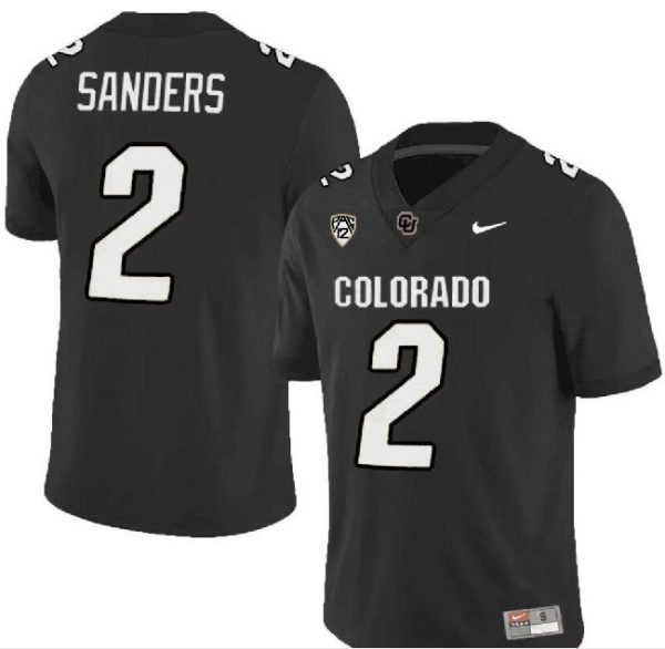Men Colorado Buffaloes #2 Shedeur Sanders Black With PAC-12 Patch Stitched Football Jersey