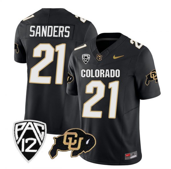 Men Colorado Buffaloes #21 Shilo Sanders Black 2023 F.U.S.E. With PAC-12 Patch Stitched Football Jersey