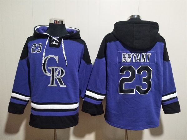 Men Colorado Rockies #23 Kris Bryant Purple Ageless Must-Have Lace-Up Pullover Hoodie