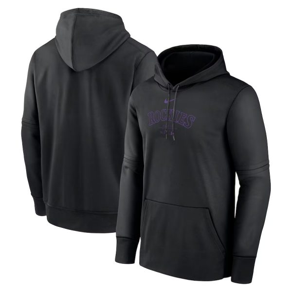 Men Colorado Rockies Black Collection Practice Performance Pullover Hoodie