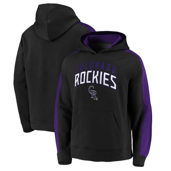 Men Colorado Rockies Black Game Time Arch Pullover Hoodie Pullover Hoodie