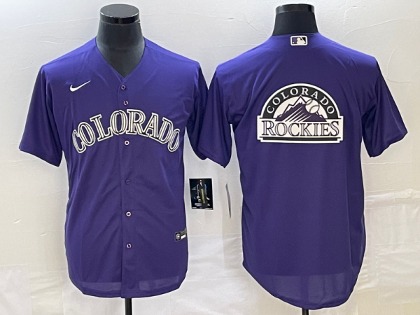 Men Colorado Rockies Purple Team Big Logo Stitched Baseball Jersey