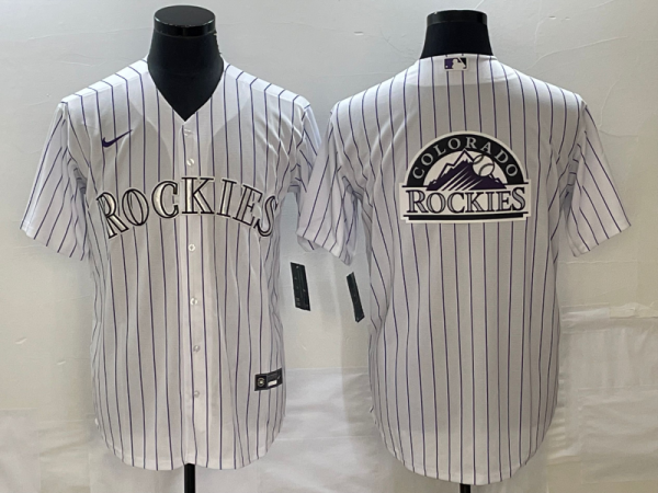 Men Colorado Rockies White Team Big Logo Stitched Baseball Jersey